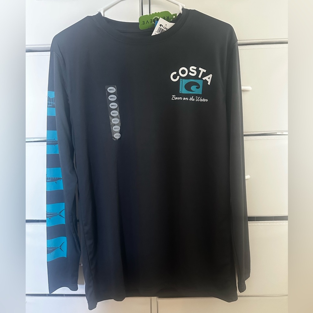 Costa Gray Shirt with Blue Logo